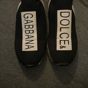 Dolce & Gabbana Black and White Logo Slip-Ons